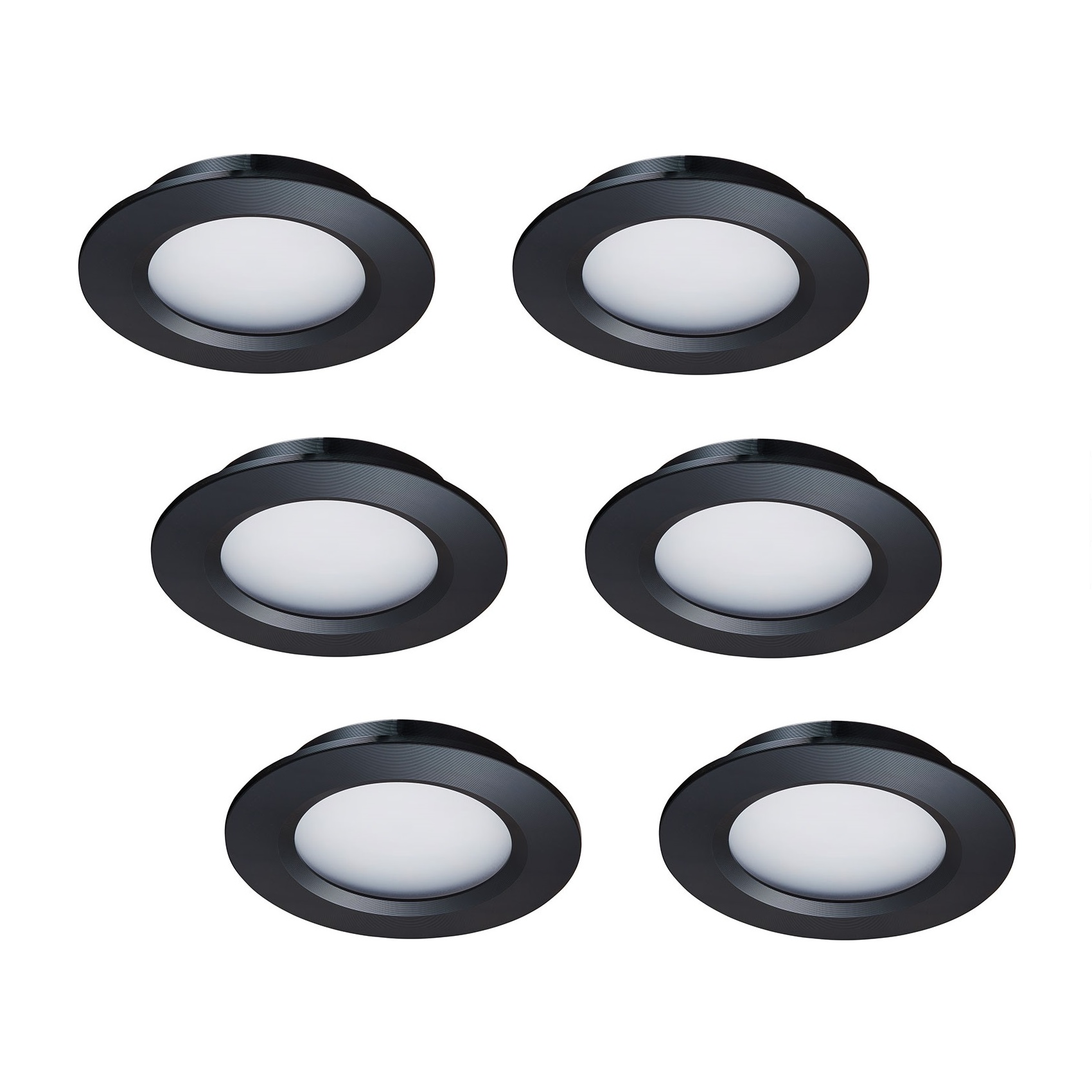 LED-inbouwspot set 6 stuks Modena zwart 3W dimbaar