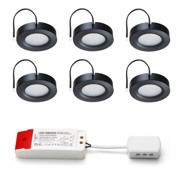 Set LED-opbouwspot Adria zwart 3W dimbaar  3-6 stuks