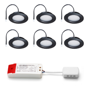 Set LED-inbouwspot Modena zwart 3W dimbaar  3-6 stuks