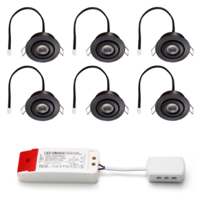 Set LED-inbouwspot Piccolo zwart 3W dimbaar  3-6 stuks