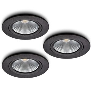 LED-inbouwspot set 3 stuks Cormo zwart 5W dimbaar