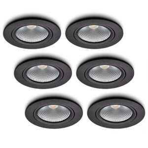LED-inbouwspot set 6 stuks Cormo zwart 5W dimbaar