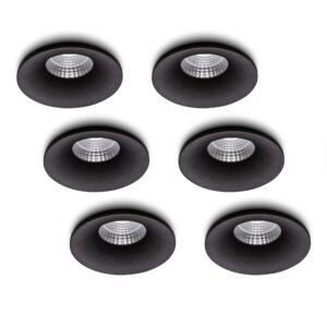 LED-inbouwspot set 6 stuks Villa zwart 5W extra warm-wit 2700K