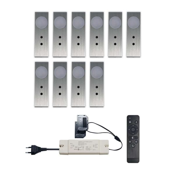 Set LED-opbouwspot met afstandsbediening Ludo zilver 3W 2700K 1-12 stuks