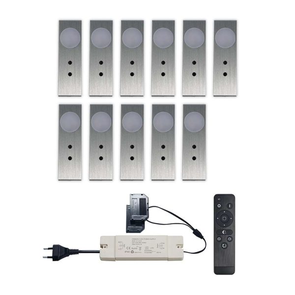 Set LED-opbouwspot met afstandsbediening Ludo zilver 3W 2700K 1-12 stuks