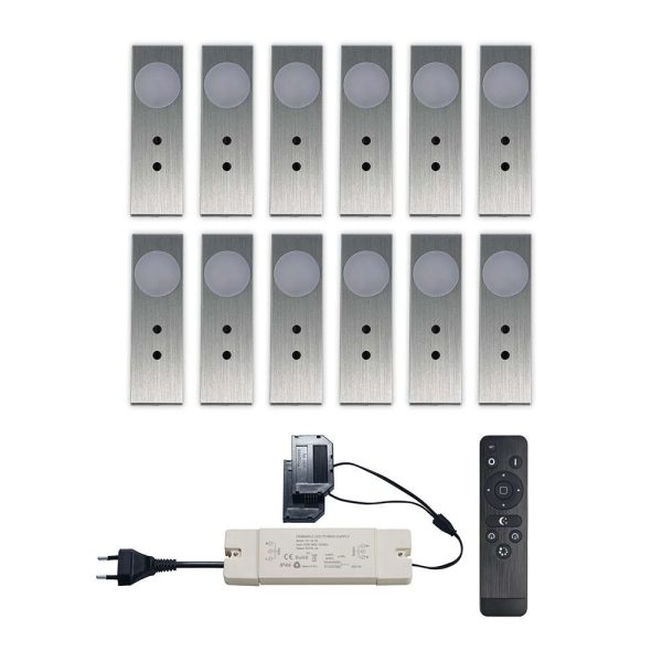 Set LED-opbouwspot met afstandsbediening Ludo zilver 3W 2700K 1-12 stuks
