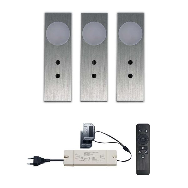 Set LED-opbouwspot met afstandsbediening Ludo zilver 3W 2700K 1-12 stuks