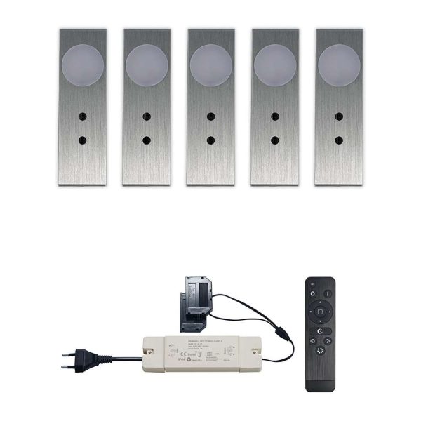 Set LED-opbouwspot met afstandsbediening Ludo zilver 3W 2700K 1-12 stuks