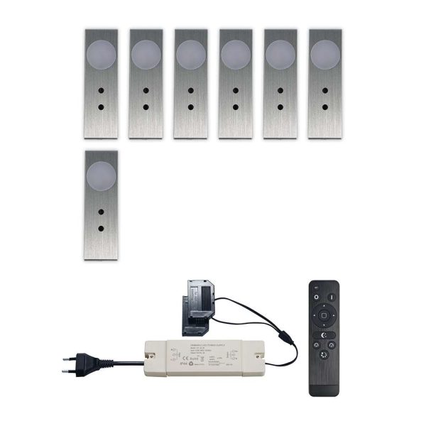 Set LED-opbouwspot met afstandsbediening Ludo zilver 3W 2700K 1-12 stuks