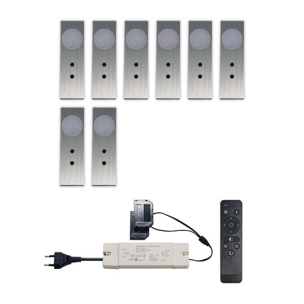 Set LED-opbouwspot met afstandsbediening Ludo zilver 3W 2700K 1-12 stuks