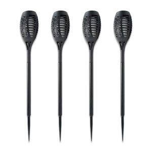 Solar LED-priklamp Flame zwart set 4 stuks