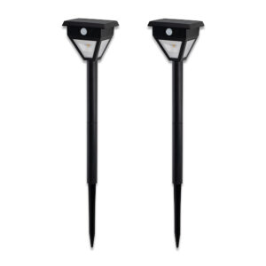 2x Solar LED-priklamp met sensor Callisto zwart