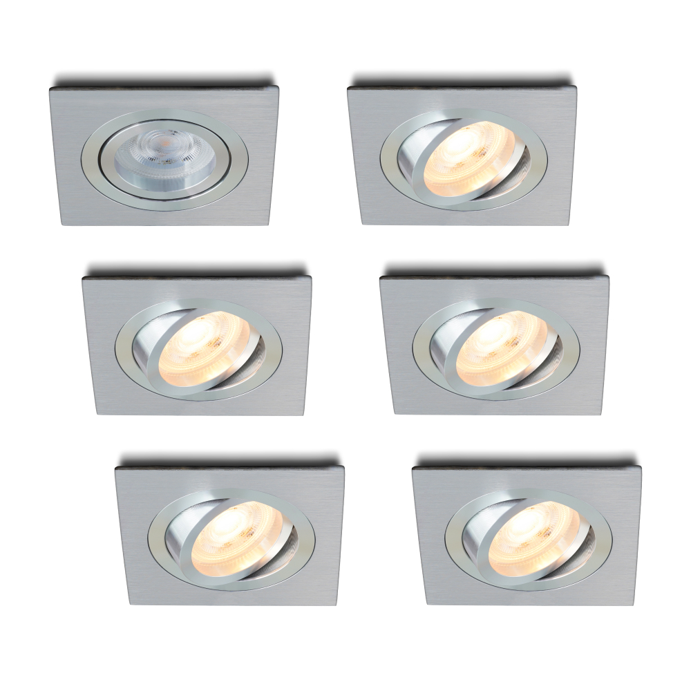 Complete set 6 stuks LED-spot Felice alu GU10 dimbaar 4.2 Watt