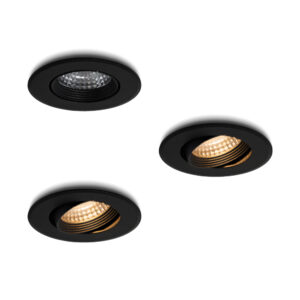 LED-inbouwspot set 3 stuks Fioli zwart 3W dimbaar