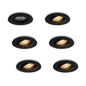 LED-inbouwspot set 6 stuks Fioli zwart 3W dimbaar