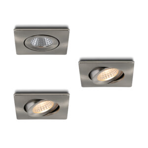 LED-inbouwspot set 3 stuks Locco RVS 3W dimbaar
