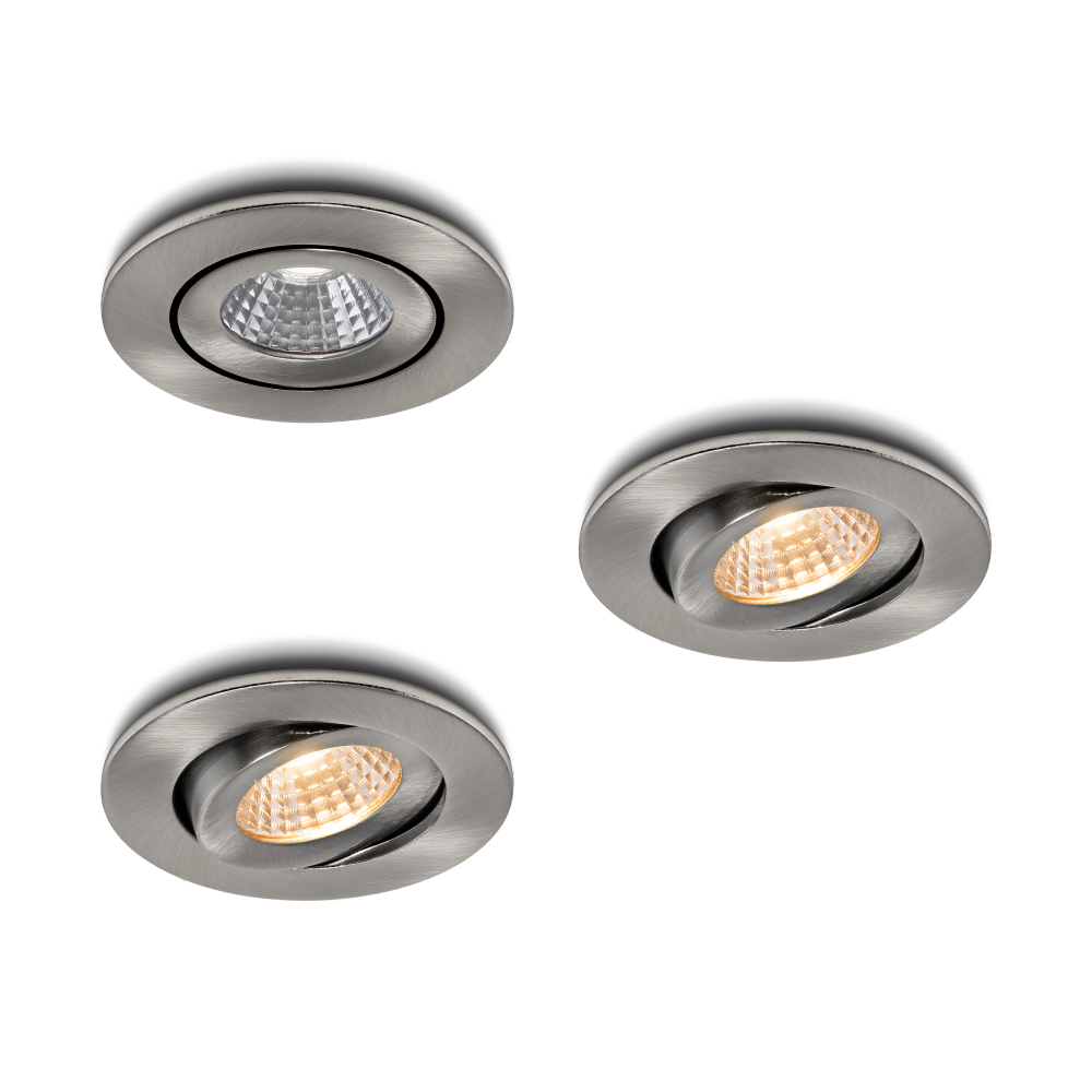 LED-inbouwspot set 3 stuks Midi RVS 3W dimbaar
