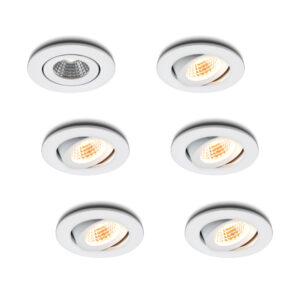 LED-inbouwspot set 6 stuks Midi wit 3W dimbaar