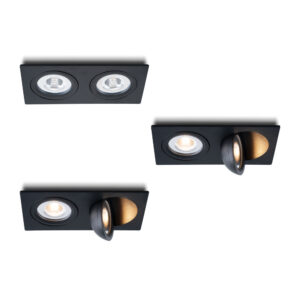 LED-inbouwspot set 3 stuks Sienna dubbel zwart 2700K 10W