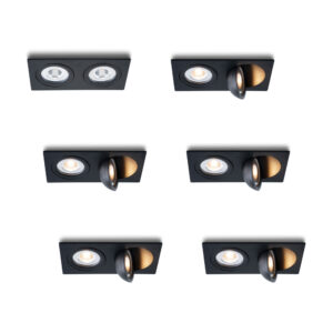 LED-inbouwspot set 6 stuks Sienna dubbel zwart 2700K 10W
