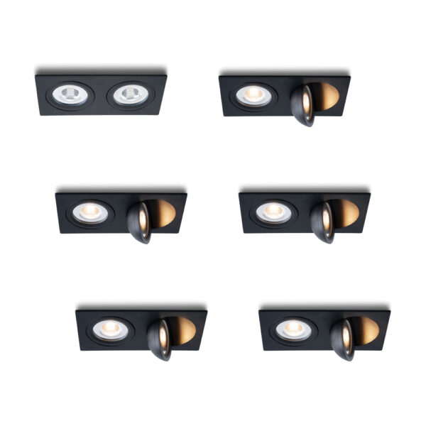LED-inbouwspot set 6 stuks Sienna dubbel zwart 2700K 10W