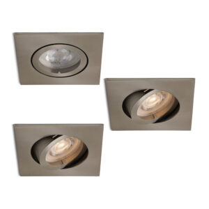Complete set 3 stuks LED-spot Felice RVS GU10 dimbaar 4.2 Watt