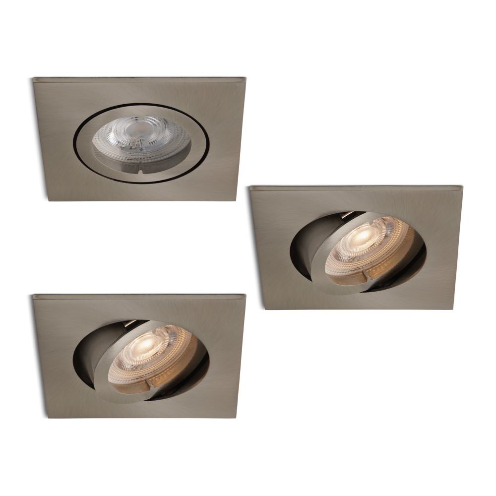 Complete set 3 stuks LED-spot Felice RVS GU10 dimbaar 4.2 Watt