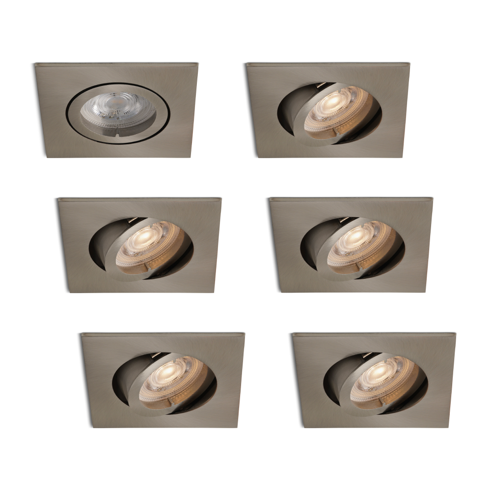 Complete set 6 stuks LED-spot Felice RVS GU10 dimbaar 4.2 Watt