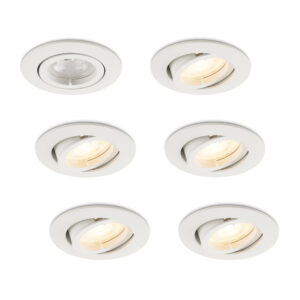 Complete set 6 stuks LED-spot Monti wit GU10 dimbaar 4.2 Watt