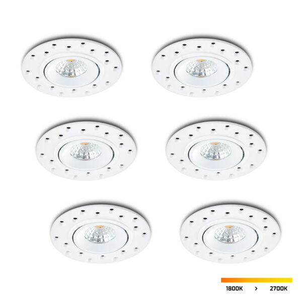 Trimless LED-inbouwspot set 6 stuks Sola wit 5W  dim-to-warm