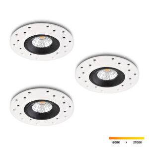 Trimless LED-inbouwspot set 3 stuks Sola zwart 5W  dim-to-warm