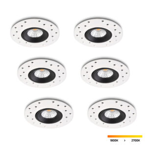 Trimless LED-inbouwspot set 6 stuks Sola zwart 5W  dim-to-warm