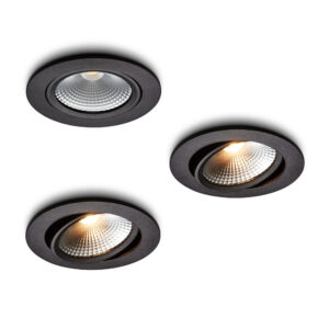 LED-inbouwspot set 3 stuks Cormo zwart 5W dimbaar