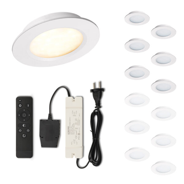 Set LED-inbouwspot met afstandsbediening Modena wit 3W dimbaar  1-12 stuks
