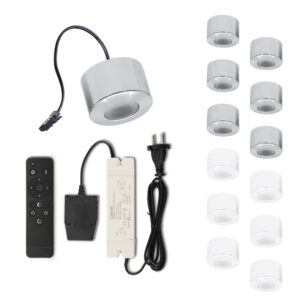 Set LED-opbouwspot met afstandsbediening Parma zilver 3W dimbaar  1-12 stuks