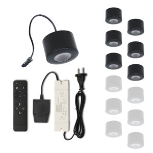 Set LED-opbouwspot met afstandsbediening Parma zwart 3W dimbaar  1-12 stuks