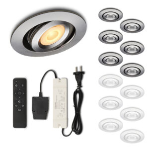Set LED-inbouwspot met afstandsbediening Piccolo zilver 3W dimbaar  1-12 stuks