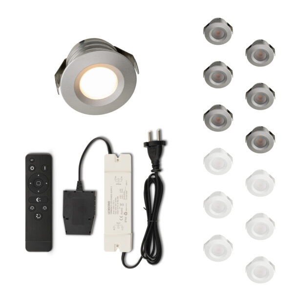 Set LED-inbouwspot met afstandsbediening Valdeno zilver 3W dimbaar  1-12 stuks
