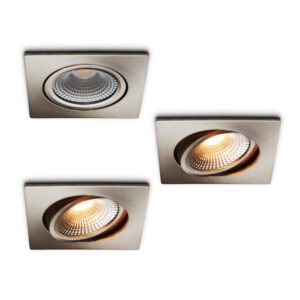 LED-inbouwspot set 3 stuks Trento RVS 5W dimbaar