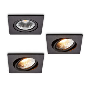 LED-inbouwspot set 3 stuks Trento zwart 5W dimbaar