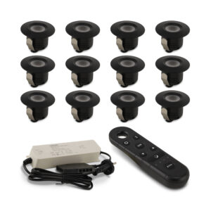 LED-spot Edolo zwart met 4-zone afstandbediening - 12 spots