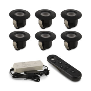 LED-spot Edolo zwart met 4-zone afstandbediening - 6 spots