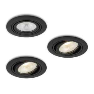 LED-inbouwspot set 3 stuks Mezzano zwart 5W dimbaar