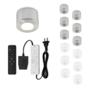 Set LED-opbouwspot met afstandsbediening Parma zilver 3W dimbaar  1-12 stuks